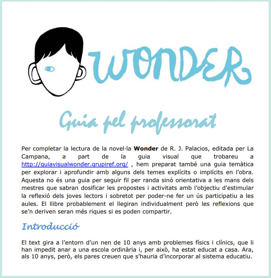 Wonder: Guia pel professorat